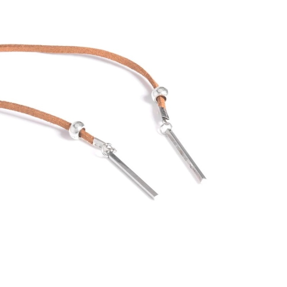 Boho Tan Vegan Faux Suede Choker Tie Necklace - Picture 2 of 4